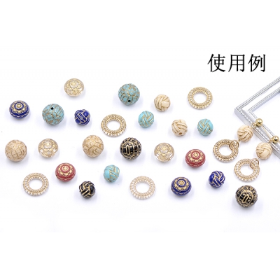 アクリルビーズ 模様入り丸玉 14mm アンティークゴールド【20ヶ】