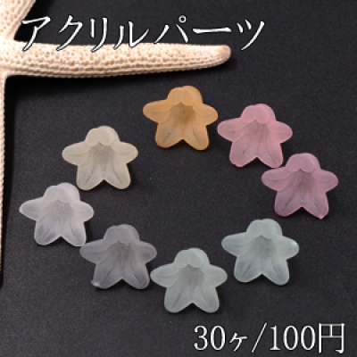 アクリルパーツ スクラブ 5弁花 穴あり 17×17mm 全8色【30ヶ】