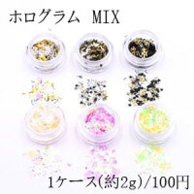 ホログラム MIX ネイルパーツ ミックス 全12色 2ｇ入り ケース付き