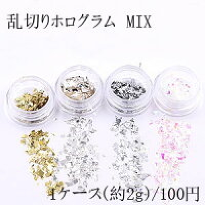 乱切りホログラム MIX ネイルパーツ ミックス 全8色 2ｇ入り ケース付き