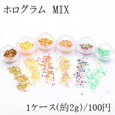 ホログラム MIX ネイルパーツ ミックス 全12色 2ｇ入り ケース付き