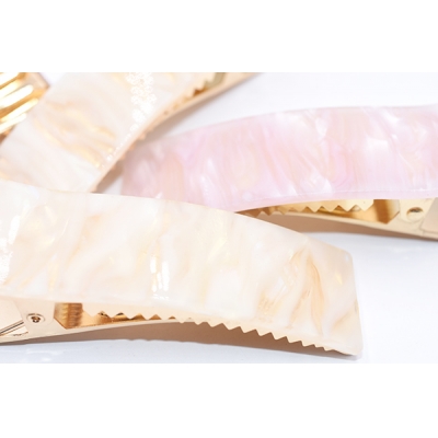 ヘアクリップ べっ甲風 長方形 26×85mm ゴールド【1ヶ】　※ネコポス不可