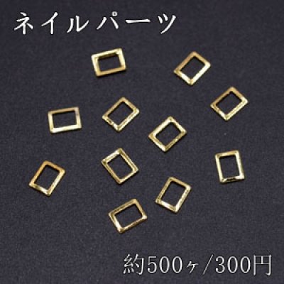 ネイルパーツ メタルパーツ 長方形フレーム 3.6×4.6mm ゴールド【約500ヶ】