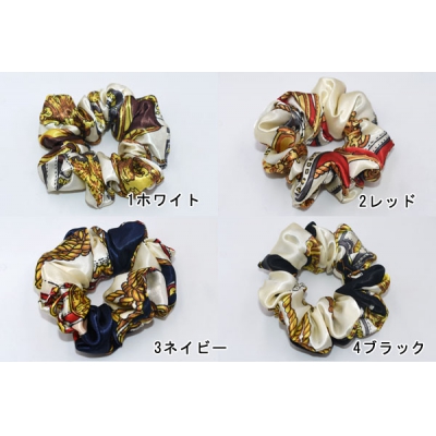 スカーフ柄 シュシュ ヘアゴム ヘアアクセサリー【1ヶ】