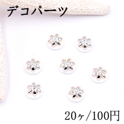 デコパーツ アクリルパーツ 丸と雪花 10mm ホワイト【20ヶ】