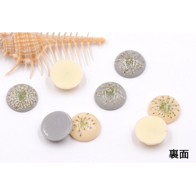 デコパーツ 樹脂パーツ 半円 19mm ドライフラワー付き【4ヶ】