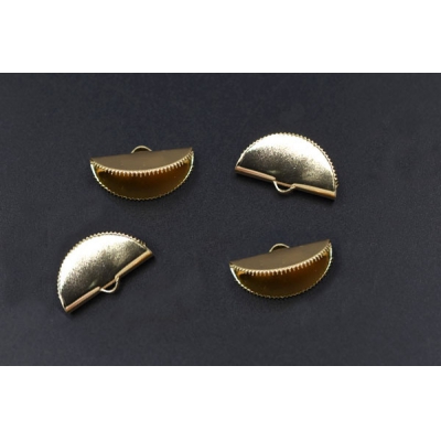半円ワニカン 半円ワニグチ 半円留め金具 レース留め リボン留め 紐留め 14×25mm ゴールド (10ヶ)