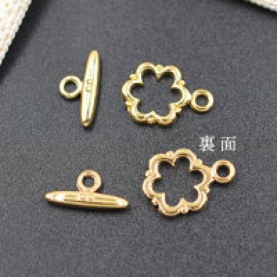 アクセサリー金具 マンテル 花 ゴールド