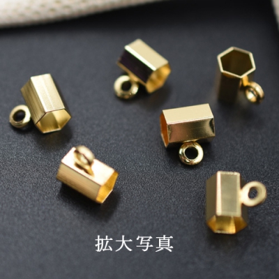 メタルパーツ カン付チューブ 六角 6×8×10mm【10ヶ】ゴールド 