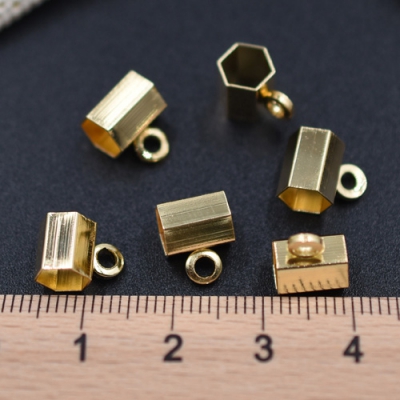 メタルパーツ カン付チューブ 六角 6×8×10mm【10ヶ】ゴールド 