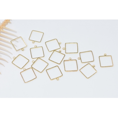 フープピアス チャーム カン付正方形 10×12mm【10ヶ】ゴールド