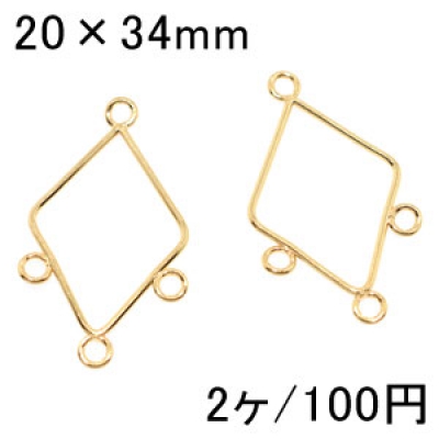 フープピアス チャーム 4カン付ダイヤ ゴールド 20×34mm(2ヶ)