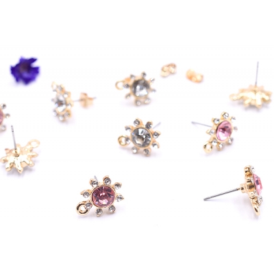 ピアス金具 フラワーA アクリルストーン カン付 ゴールド【2ヶ】 