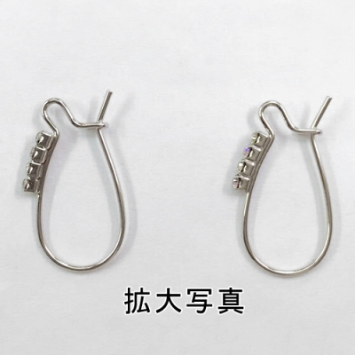 ピアス金具 キドニーワイヤー セッティング クリスタル付き 0.7×24mm 