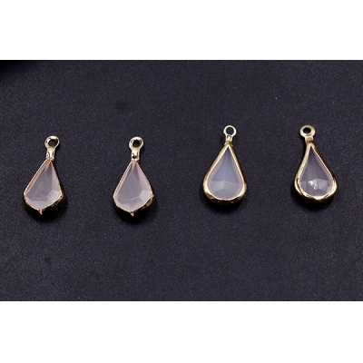 アクリルストーンチャーム 雫 1カン 6×14mm ゴールド/ホワイト【15ヶ】