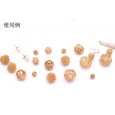 メタルパーツ 透かしボール 16mm＆8mm ゴールド 10個入 