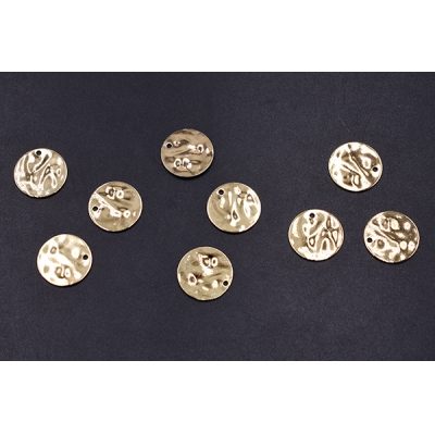 メタルパーツ プレート 波型丸 1穴 16mm ゴールド【15ヶ】 