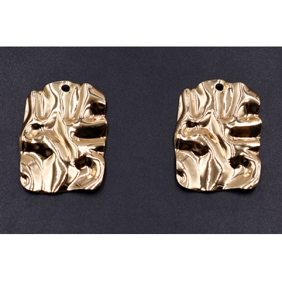 メタルパーツ プレート 波型不規則 1穴 25×33mm ゴールド【10ヶ】