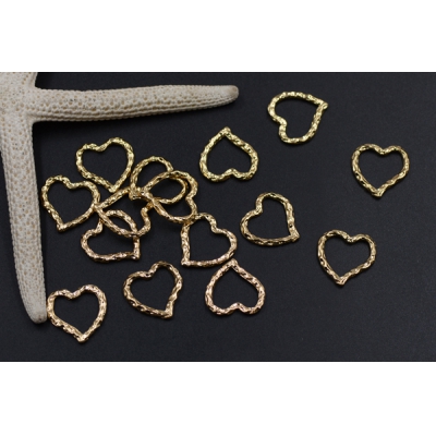 メタルパーツ 模様入りハート 15×15mm ゴールド【10ヶ】