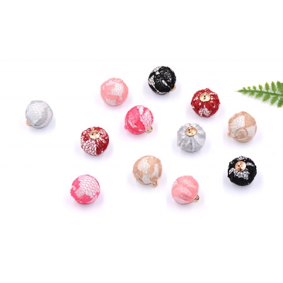 金属ボールチャーム 14×16mm レース付き【10ヶ】