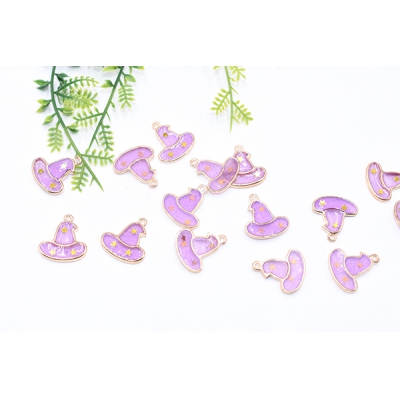 エポチャーム ハロウィン 魔女の帽子 19×21mm ゴールド/パープル【10ヶ】 