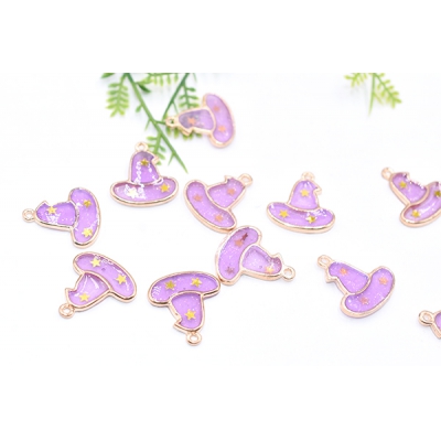 エポチャーム ハロウィン 魔女の帽子 19×21mm ゴールド/パープル【10ヶ】 