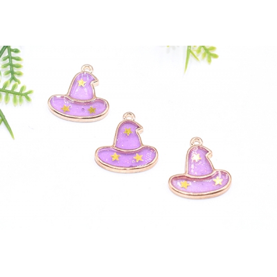 エポチャーム ハロウィン 魔女の帽子 19×21mm ゴールド/パープル【10ヶ】 