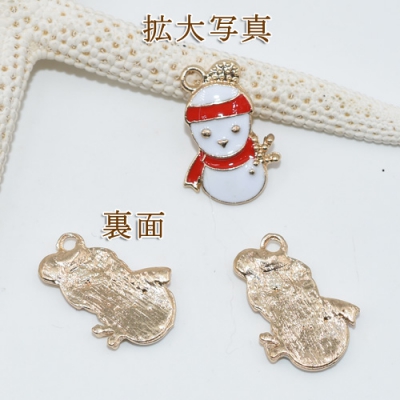 クリスマスチャーム 雪だるま エポ付き【5ヶ】ゴールド