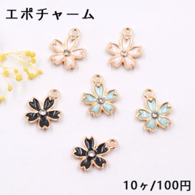 エポチャーム 石付桜 14×17mm ゴールド【10ヶ】