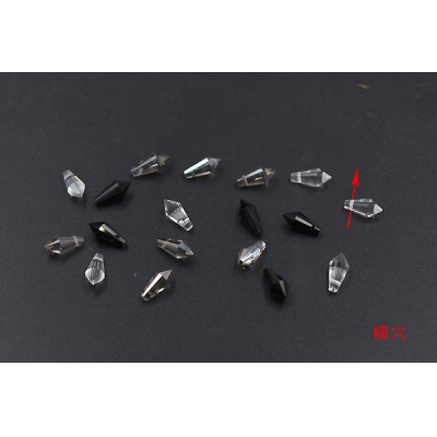 ガラスチャーム 雫カットNo.2 横穴 5×11mm メッキ【20ヶ】 