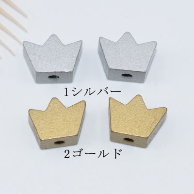 ウッドビーズ ナチュラル 塗装 王冠 8×13mm【10ヶ】