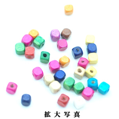 ウッドビーズ カラーミックス　キューブ 6mm(100g)