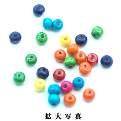 ウッドビーズ　カラーミックス　丸玉 7mm(100g)