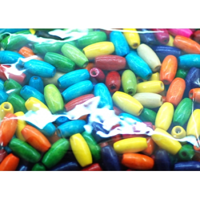 ウッドビーズ　カラーミックス ライス 15x7mm(100g)