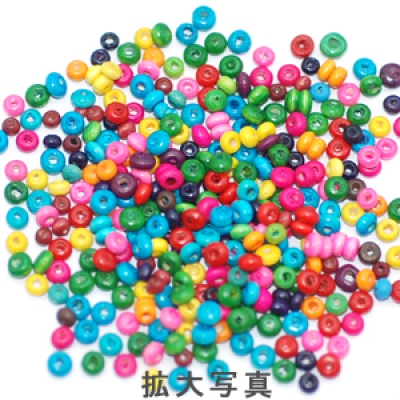 ウッドビーズ カラーミックス ソロバン 2-4mm(100g)