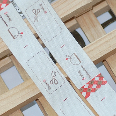 手作り商標 模様42 幅20mm ダークブラウン&レッド