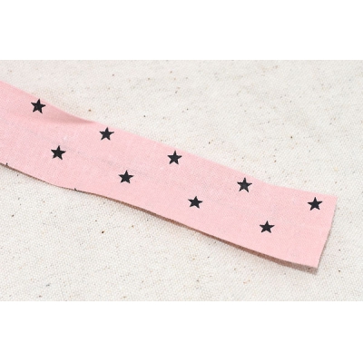 テープNo.215 綿テープ 星 幅15mm ピンク【5m】