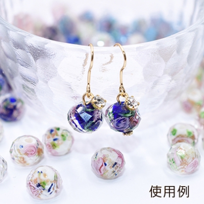 るりビーズ ソロバンカット 9×10mm 花柄入り【10ヶ】    