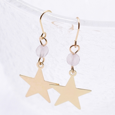 ピアス フックピアス メタルプレート 星×アクリルチャーム【1ペア】    