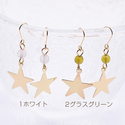 ピアス フックピアス メタルプレート 星×アクリルチャーム【1ペア】    