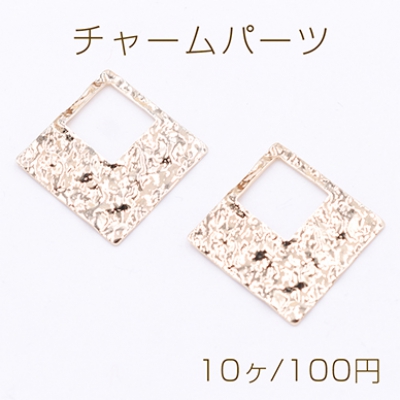 チャームパーツ 菱形フレーム 穴なし 35×35mm ゴールド【10ヶ】