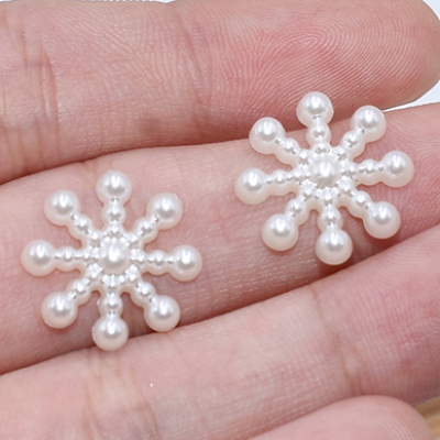 デコパーツ アクリル パール風 雪花型 15×15mm レジン封入【50ヶ】