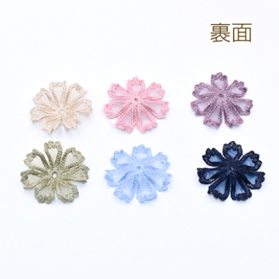 刺繍ワッペン 桜シリーズ 7弁花 花びら 全9色【10ヶ】 