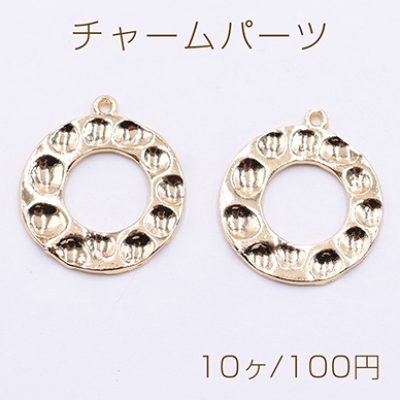 チャームパーツ 模様入りサークル 1カン 23×26mm ゴールド【10ヶ】