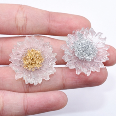 高品質デコパーツ 樹脂パーツ 菊 21×22mm クリア【10ヶ】