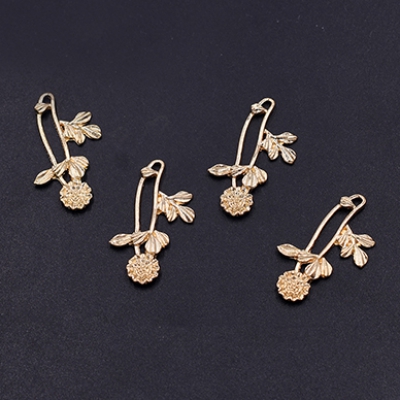 チャームパーツ 花枝 28×18mm ゴールド【10ヶ】