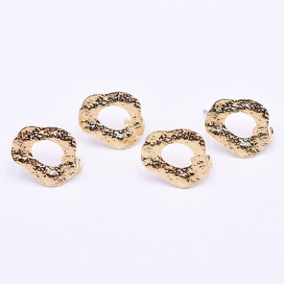 ピアス金具 不規則フープ カン付き 15×17mm ゴールド【4ヶ】