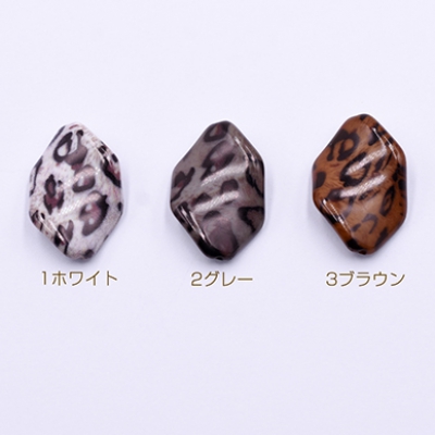 アクリルビーズ 不規則 19×29mm レオパード柄【10ヶ】