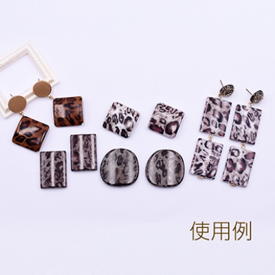 アクリルビーズ 不規則丸型 28×29mm レオパード柄【10ヶ】