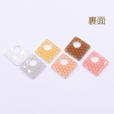 高品質樹脂パーツ 抜き菱形 1穴 31×31mm ホワイトドット【10ヶ】